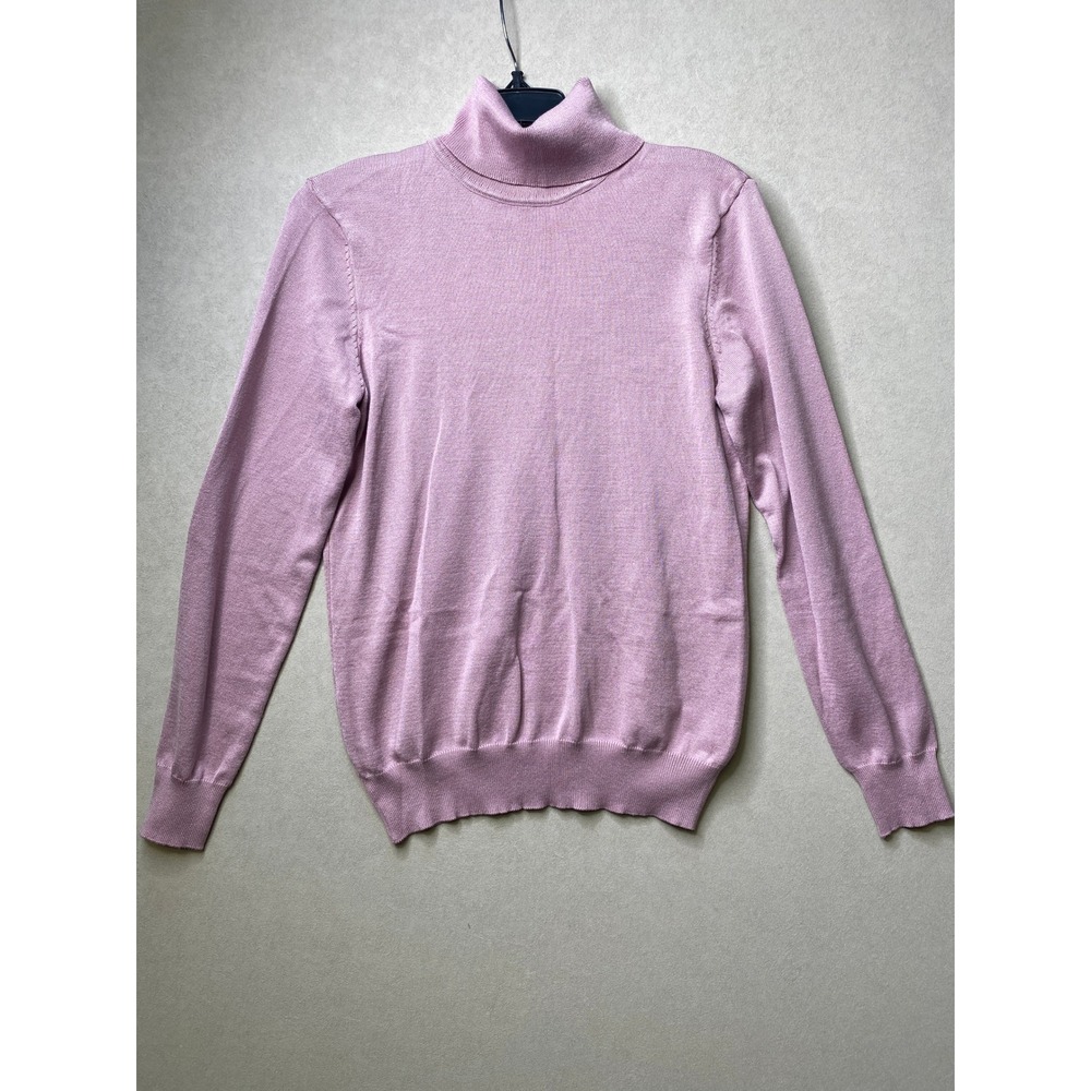 Madison Grey Women Mauve Pink Turtleneck Sweater Rayon Blend Knit Size L